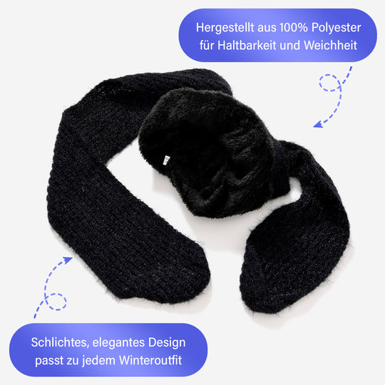 Mützen- und Schal-Set - Beanie und Schal im einfarbigen Design, Winddicht und Wärmend, Mütze: 22 cm, Schal: 83 cm, Rosa