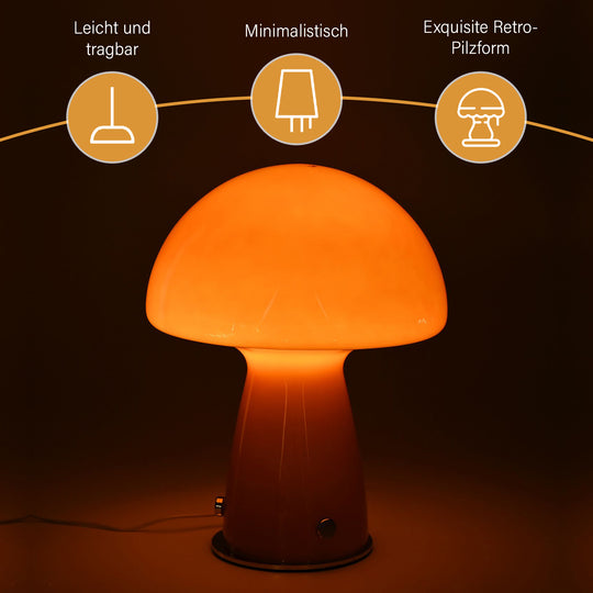Minimalistische Glas-Pilzlampen mit Touch-Steuerung, Größe 22x28cm, Weiß