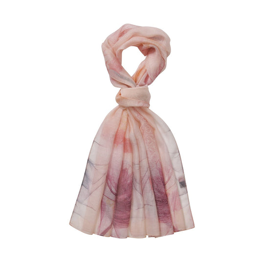 LA MAREY printed scarfMaterial:70% merino wool 30% mulberry silksize::70cm*190cmWeight : 57gyellow based with multi floral