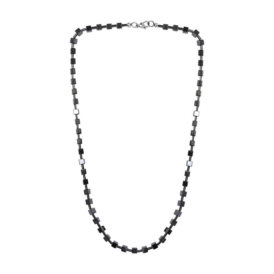Hämatit Halskette ca. 50 cm 316L Edelstahl platiniert ca. 125.00 ct