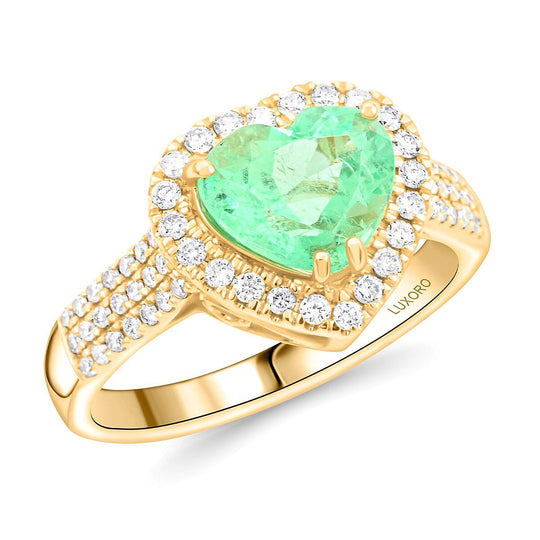 AAA Kolumbianischer Smaragd, Weißer Diamant AGI zertifiziert Ring, 585 Gelb Gold (Größe 18.00) ca. 2,00 ct