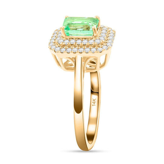 AAA Kolumbianischer Smaragd, Weißer Diamant Ring 585 Gold ca. 1,65 ct