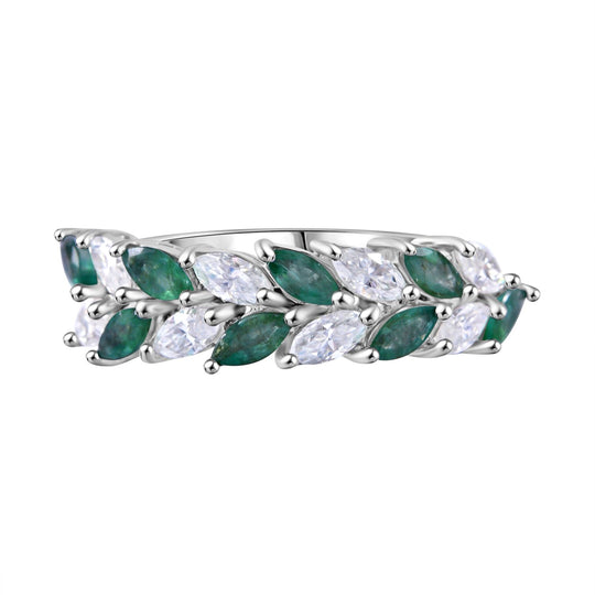 AA Kagem Sambischer Smaragd, Moissanit Ring 925 Silber rhodiniert (Größe 19.00) ca. 1,99 ct