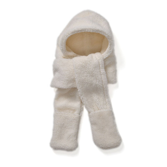 3 in 1 Mütze - Schal - Handwärmer, Sherpa weiß