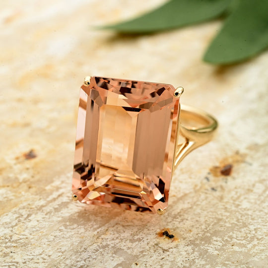 LUXORO AAA Morganit AGI zertifiziert Ring 585 Gold (Größe 20.00) ca. 10.50 ct