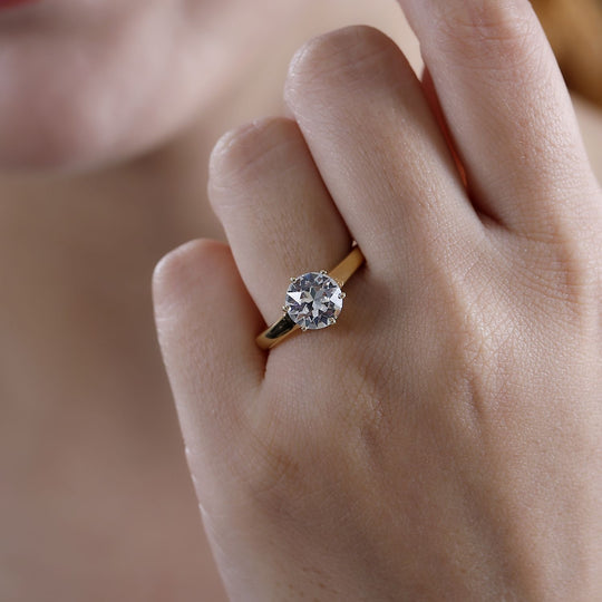 J Francis gefertigt mit SWAROVSKI - Weißer Kristall Ring 925 Silber 750 Gelbgold Vermeil 1.78 ct