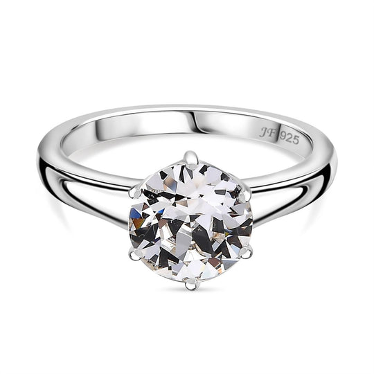 J Francis gefertigt mit SWAROVSKI - Weißer Kristall Ring 925 Silber 750 Gelbgold Vermeil 1.78 ct