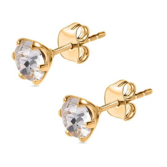 J Francis gefertigt mit Swarovski Weißer Kristall Ohrringe 925 Silber 750 Gelbgold Vermeil