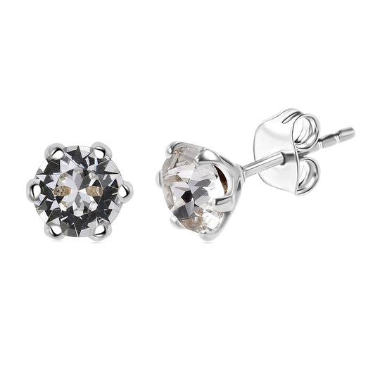 J Francis gefertigt mit Swarovski Weißer Kristall Ohrringe 925 Silber 750 Gelbgold Vermeil