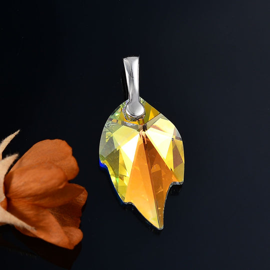 J Francis J Francis gefertigt mit SWAROVSKI Goldener Schatten Swarovski Kristall Anhänger 925 Silber 750 Gelbgold Vermeil