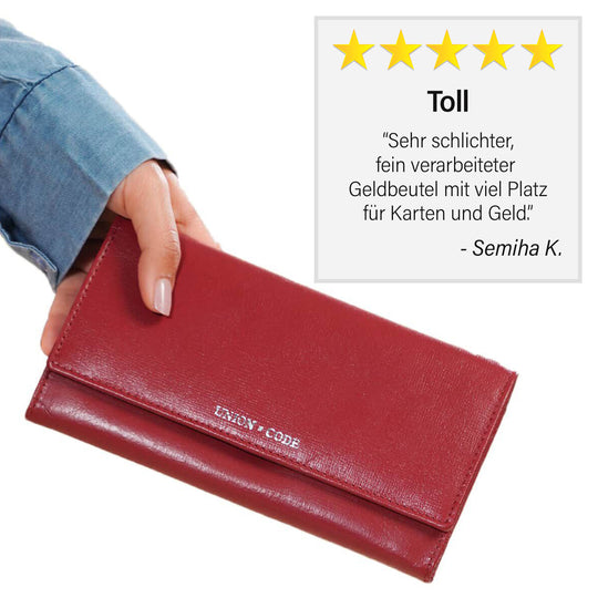 CLOSE OUT - UNION CODE: Brieftasche mit Schlangen-Prägung und RFID schutz, 19x12 cm, Cognac