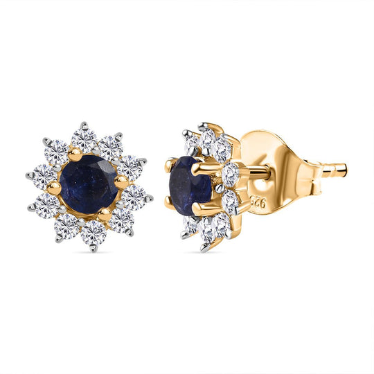 Amerikanische, natürliche Sleeping Beauty Türkis und Zirkon florale Halo Ohrringe, 925 Silber platiniert - 1,17 ct.