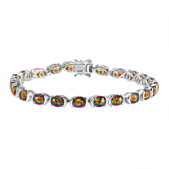 Nebel Quarz Armband ca. 20 cm 925 Silber rhodiniert ca. 21,51 ct.