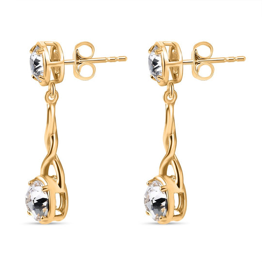 J Francis gefertigt mit Swarovski Weißer Kristall Ohrringe 925 Silber 750 Gelbgold Vermeil