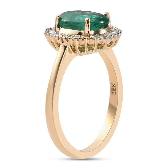 ILIANA AAAA Smaragd und Diamant-Ring, 750 Gelbgold ca. 1.98 ct