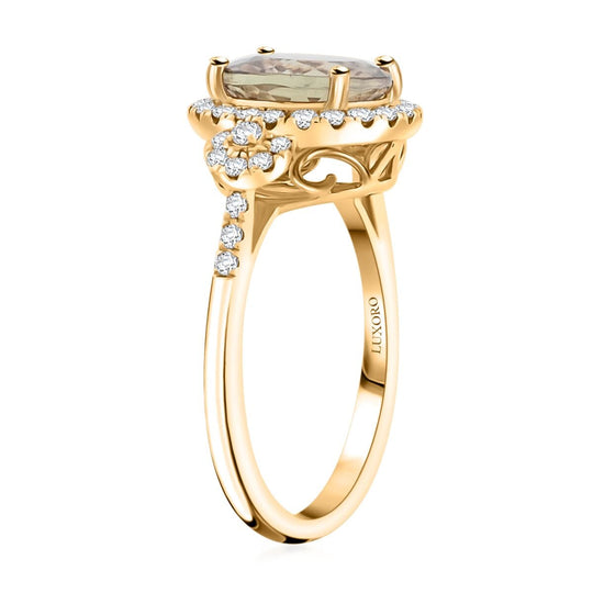 LUXORO AAA Turkizit, Weißer Diamant Ring 585 Gold (Größe 18.00) ca. 4,00 ct
