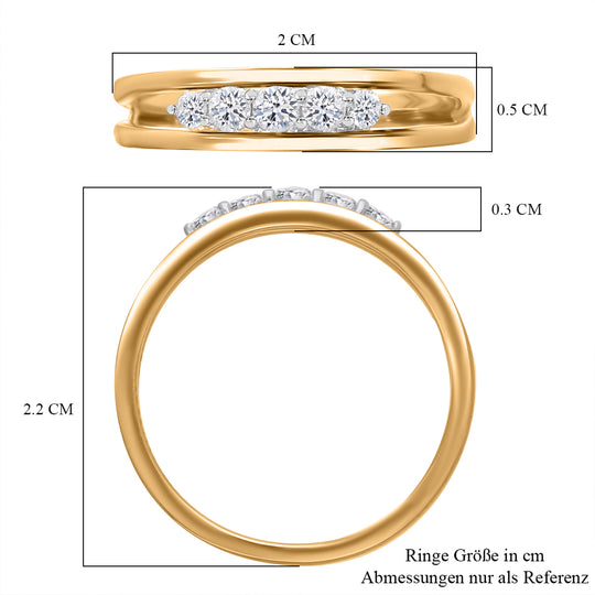 Luxuriant Diamond - Lab Grown Diamant VS-EF Ring, 925 Silber Gelbgold Vermeil ca. 0.25 ct