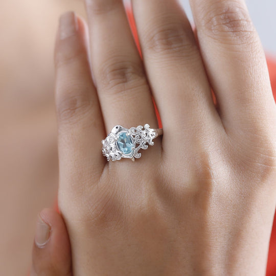 AA Lagunen Apatit Ring 925 Silber rhodiniert (Größe 20.00) ca. 0,81 ct