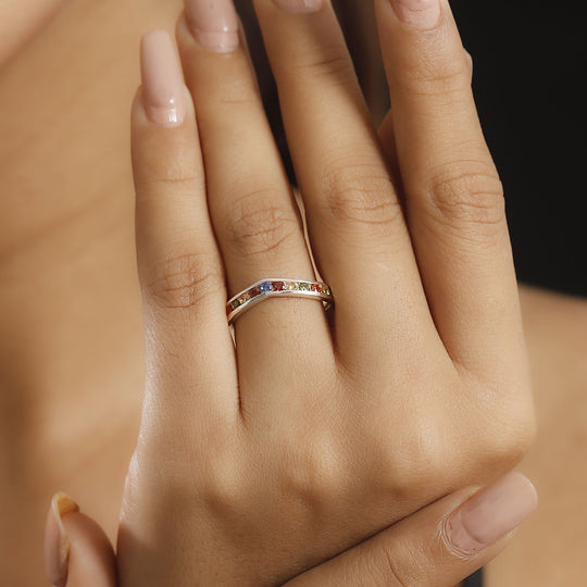 Lustro Stella Mehrfarbiger Zirkonia Ring 925 Silber