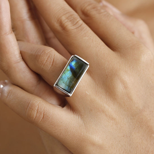 Labradorit Ring Messing ca. 13,20 ct