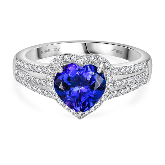 RHAPSODY AAAA Tansanit, Weißer Diamant Ring 950 Platin (Größe 20.00) ca. 2.44 ct