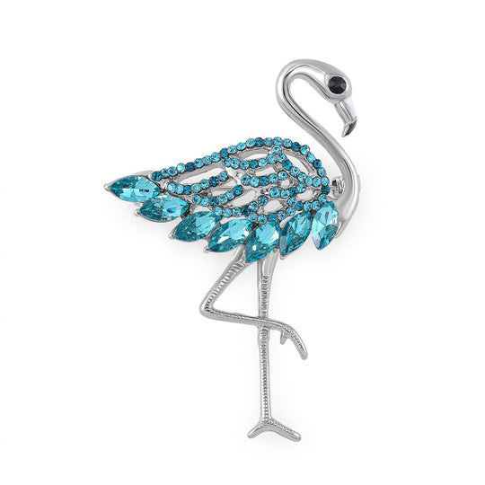 Mehrfarbige Kristall Flamingo Brosche, emailliert