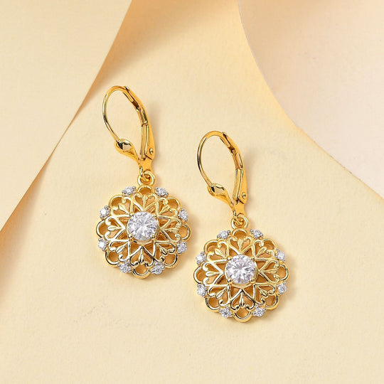 Moissanit Ohrringe 925 Silber 750 Gelbgold Vermeil