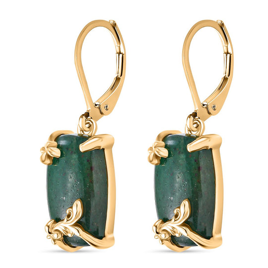 Grüne Aventurin Ohrringe, Messing, ca. 15.95 ct