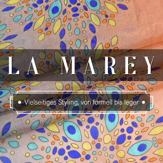 LA MAREY - 100% Maulbeeren-Seidenschal, Chiffon, 110x180 cm, Rosa und Blau
