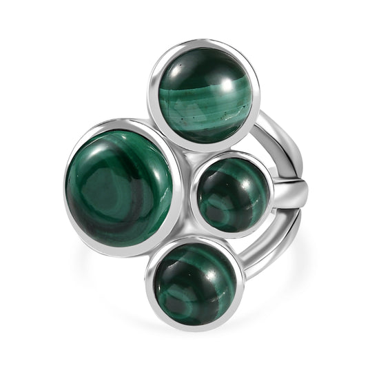 Malachit Ring, 316L Edelstahl (Größe 19.00) ca. 12.36 ct