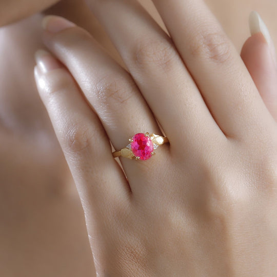 Sunset Quarz Triplette, Weißer Zirkon Ring 925 Silber vergoldet ca. 2,08 ct