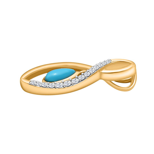 AA Amerikanischer Sleeping Beauty Türkis, Weißer Zirkon Anhänger 925 Silber vergoldet ca. 0.94 ct