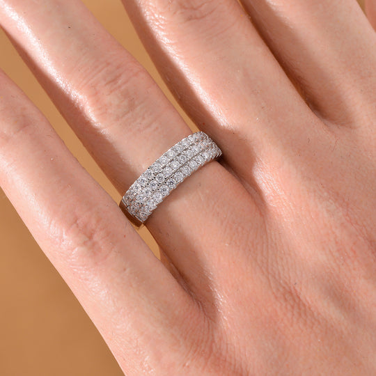 Moissanit Ring 925 Silber rhodiniert (Größe 17.00) ca. 0.60 ct