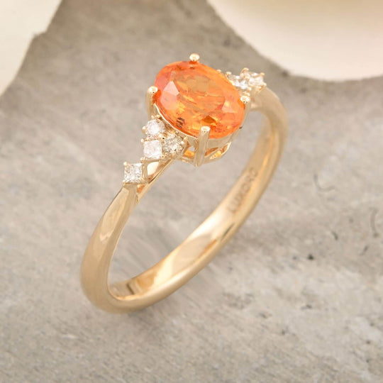 LUXORO zertifizierter und geprüfter AAA Fanta Granat und GH-I2 Diamant Ring in 417 Gold - 2,35 ct.