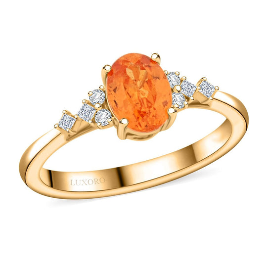 LUXORO zertifizierter und geprüfter AAA Fanta Granat und GH-I2 Diamant Ring in 417 Gold - 2,35 ct.