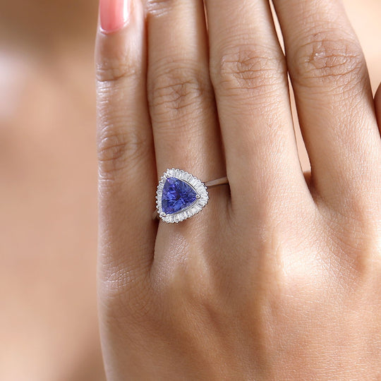 RHAPSODY AAAA Tansanit, Weißer Diamant Ring 950 Platin (Größe 21.00) ca. 2.04 ct