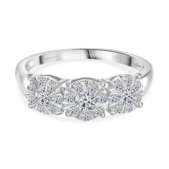 LUXURIANT DIAMOND - Lab Grown Diamant VS SGL zertifiziert Ring 925 Silber rhodiniert (Größe 19.00) ca. 1.00 ct
