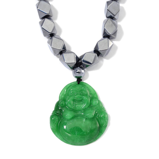 Grüne Jade, Terahertz Halskette ca. 50 cm 925 Silber rhodiniert ca. 315.00 ct