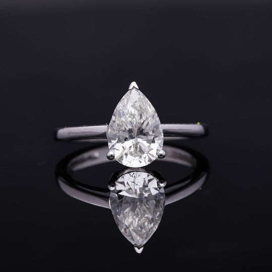 LUXURIANT SGL zertifizierter VS-EF Labor Tropfenschliff Diamant Solitär Ring in 950 Platin - 2 ct.