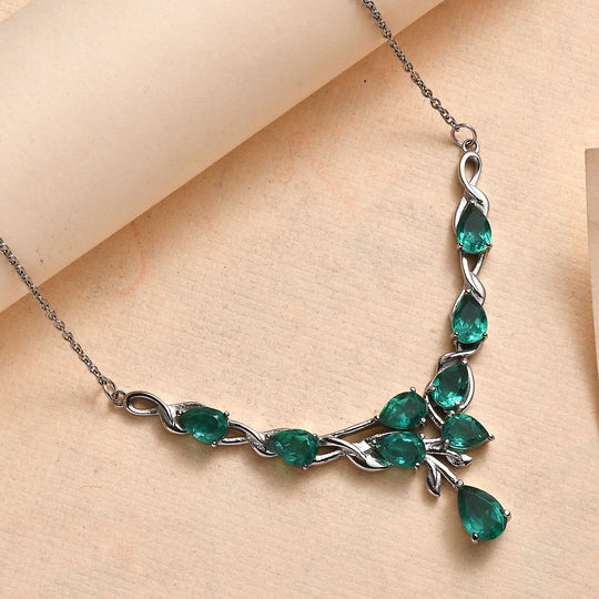 Smaragd-Quarz Triplette Halskette ca. 45 cm Edelstahl ca. 8,03 ct.