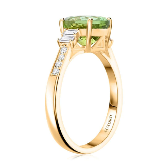 AAA Grüner Turmalin, Weißer Diamant Ring, AGI zertifiziert und geprüft, 417 Gold (Größe 19.00) ca. 3,10 ct