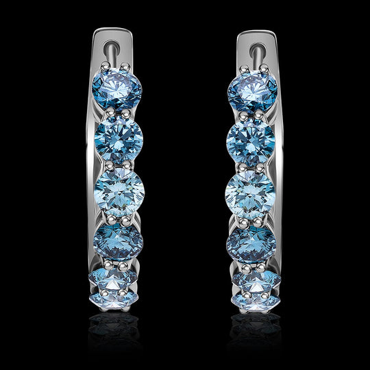LUXURIANT DIAMOND - Lab Grown Blauer Diamant VS Ohrringe 925 Silber platiniert ca. 2.15 ct