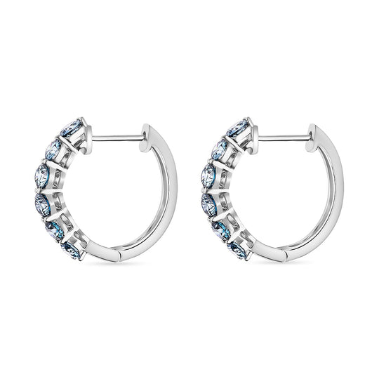 LUXURIANT DIAMOND - Lab Grown Blauer Diamant VS Ohrringe 925 Silber platiniert ca. 2.15 ct