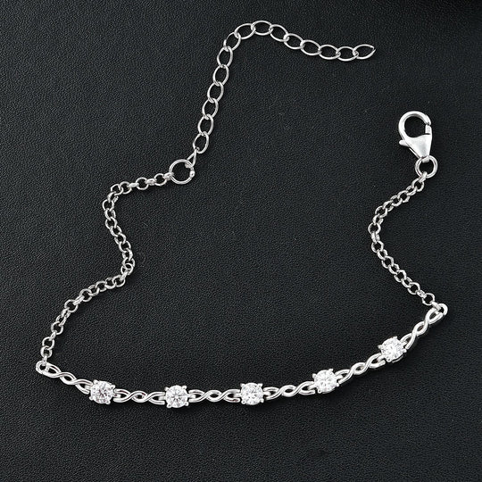 Moissanit Armband ca. 18 cm 925 Silber rhodiniert ca. 1.13 ct