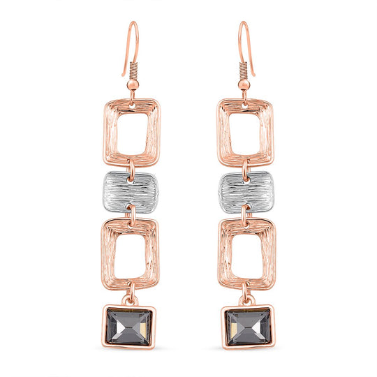 Geometrischem Design Kristall Ohrhänger, Bicolor mit rechteckigen Elementen, goldfarben