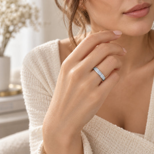 LUXURIANT SGL zertifizierter SI-GH Labor Diamant Ring, 925 Silber rhodiniert - 0,75 ct.