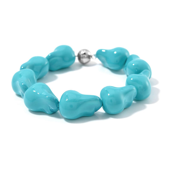 Sleeping Beauty türkisfarbenes Muschelkernperle Edelstahl Armband, 21,5cm