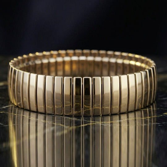Gliederarmband, 316L Edelstahl, Flexibel (ca. 19 - 20 cm), Silberfarben, ca. 38,00g