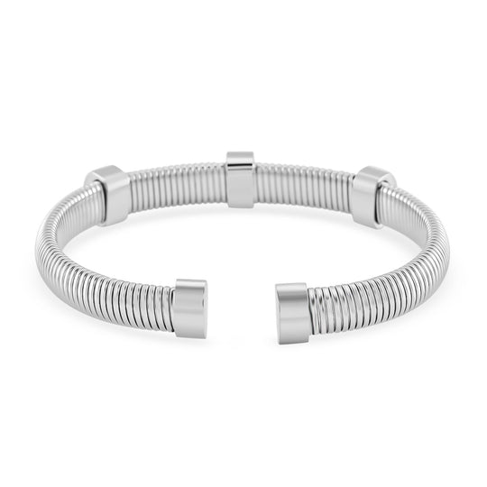 Weißer Kristall Armband, flexibel (ca. 18 - 19 cm), 316L Edelstahl, goldfarben
