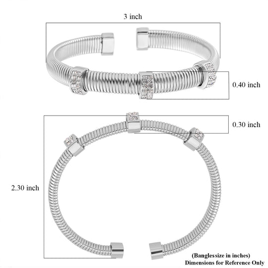 Weißer Kristall Armband, flexibel (ca. 18 - 19 cm), 316L Edelstahl, goldfarben